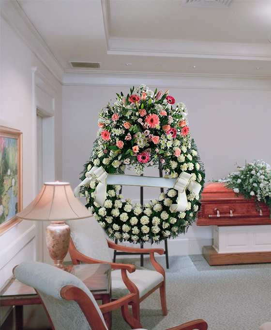 Corona de flores fúnebres en Sevilla